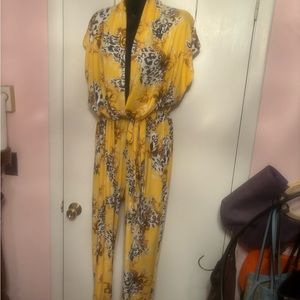 Black and Mustard With White Colored Leopard JumpSuit